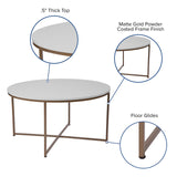 Flash Furniture Hampstead Collection Coffee Table - Modern White Finish Coffee Table - Crisscross Brushed Gold Frame Flash Furniture