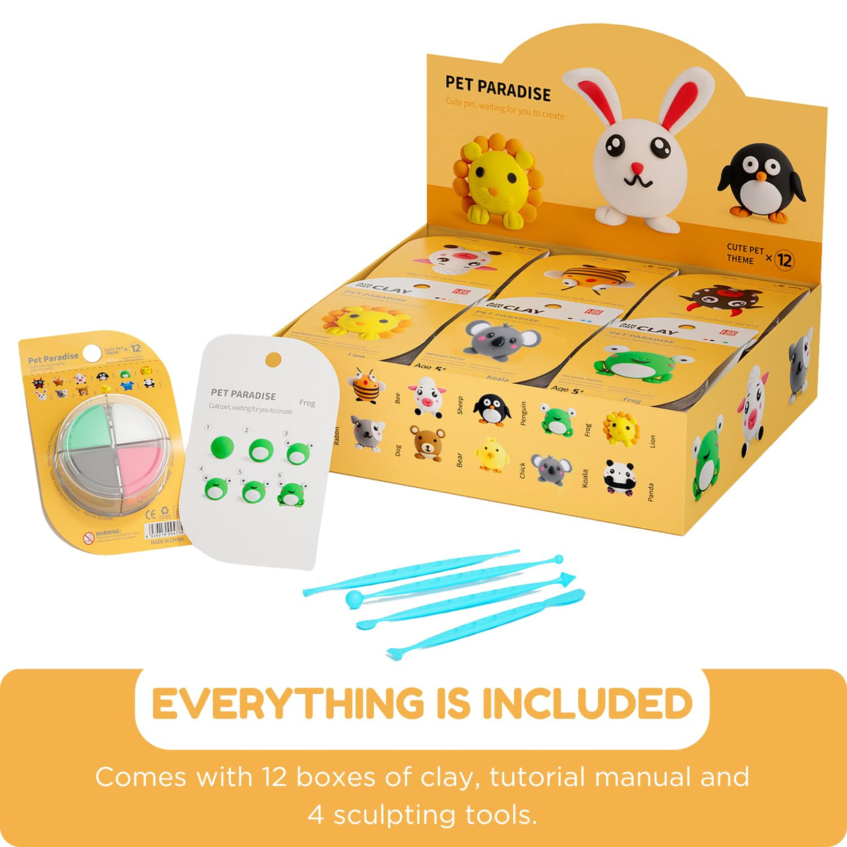 LOUFOR Air Dry Clay Kits - Modeling Clay for Kids, Ultra Light & Soft, Safe & Non-Toxic, DIY Air Dry Clays Kit with Sculpting Tools and Tutorials, Creatible Art Crafts Toys Gifts for Boys Girls LOUFOR