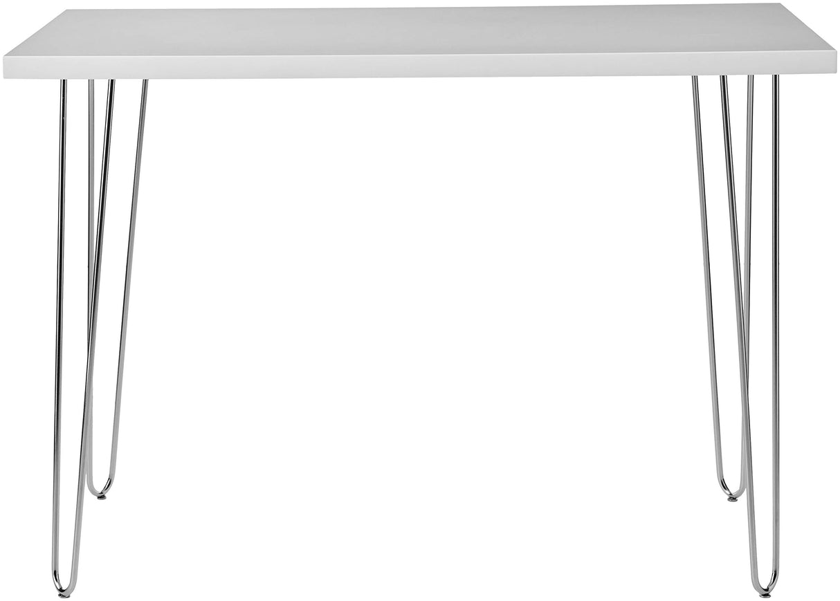 Walker Edison Mid Century Modern Hairpin Wood Laptop Computer Writing Desk Home Office Workstation Small, 42 Inch, White Walker Edison