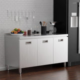 ZZV Stainless Steel Table Cabinet for Prep & Work 21 x 59 Inch, Heavy Duty Prep Table with 3 Pull-Out Doors, Commercial Workbench with Cabinet for Kitchen, Restaurant, Hotel, Garage, and Warehouse ZZV
