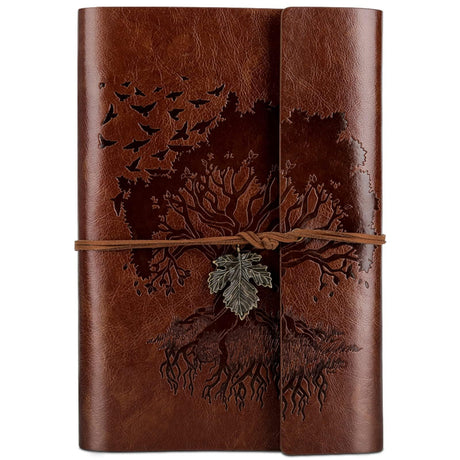 Leather Journals Notebooks with Blank Pages, Vintage Refillable Journal for Writing, Personal Travel Diary Art Sketchbook to Write in, Gifts for Women, Men, Teen Girls and Boys, 160 Pages A5 (Brown) OMEYA