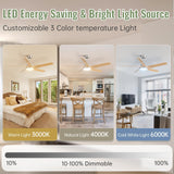 Sofucor 52 Inch Ceiling Fans with Lights and Remote, 7000 CFM 5 Blades Low Profile Ceiling Fan, Modern LED Ceiling Fans for Bedroom Living Room Outdoor, Reversible, Noiseless, Light Wood Grain Sofucor