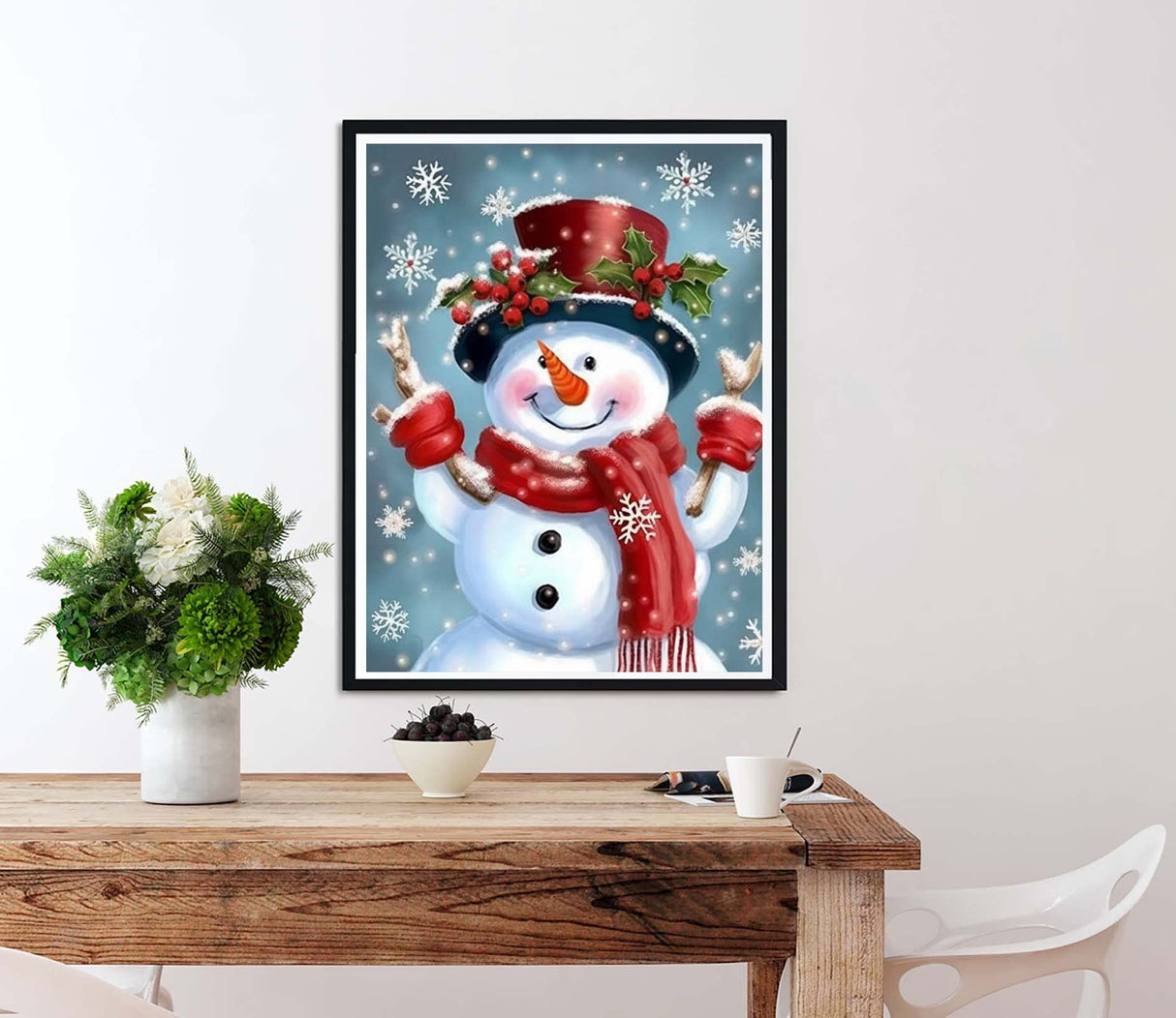 Diymood Paint by Numbers for Adults Christmas, DIY Oil Painting Snowman Acrylic Paint by Number Kits for Kids Adults Beginner for Home Elder Wall Decor 16x20 Inch Diymood