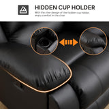 EBELLO Faux Leather Manual Reclining Sofa with 2 Concealed Cup Holders,Overstuffed Armrest 3 Seat Recliner Sofa, Couch for Living Room, Bedroom, Meeting Room, Black, Sofa EBELLO
