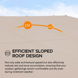 Sunjoy 10 x 12 ft Wall Mounted Gazebo with Weather Resistant Fabric Roof, Black Aluminum & Metal Frame Lean to Gazebo with Curtains and Netting Sunjoy