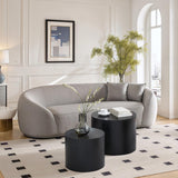 Nesting Coffee Table Set of 2, Modern Round Coffee Table with Non-Slip Feet, Wooden Circle Side Table and Accent Furniture for Bedroom Balcony Lounge Home Office, No Assembling, Black ivoros