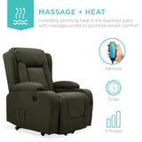 Best Choice Products Modern Linen Electric Power Lift Chair, Recliner Massage Chair, Adjustable Furniture for Back, Legs w/ 3 Positions, USB Port, Heat, Cupholders, Easy-to-Reach Button - Olive Best Choice Products