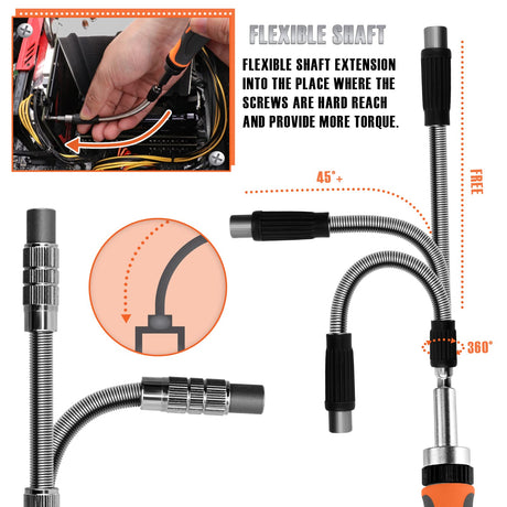 Ratcheting Screwdriver Set - BTEC 68 in 1 Socket Set & Magnetic Screwdriver Bit Set with Rotatable Ratchet Handles,extensions bar and Storage Case for Computer/Bike/Car/Electronics Maintenance BTEC