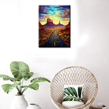 Scenic Highway in Monument Valley Diamond Painting Arizona Desert Artwork Tropical Cactus PlantsWall Art 5D DIY Full Drill Crystal Landscape Diamond Picturefor Adult Home Decor Gift(16''Wx 12''H) TUMOVO