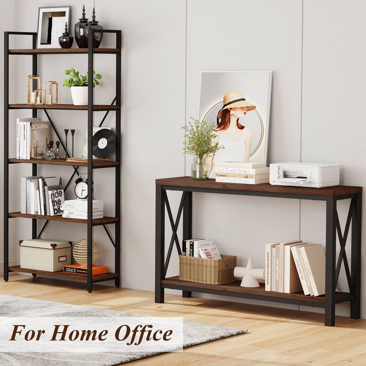 Rustic Oak 2-Tier Console Table by BON AUGURE – Stylish Entryway and Living Room Furniture BON AUGURE