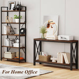 Rustic Oak 2-Tier Console Table by BON AUGURE – Stylish Entryway and Living Room Furniture BON AUGURE