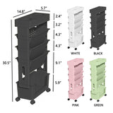 yeavs 5-Tier Mobile Bookshelf, Rolling Bookcase Book Storage Rack, Movable File Folder Organizer Cart with Wheels for Home Study Office Living Room Classroom, Black yeavs