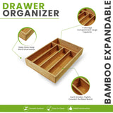 Utopia Kitchen Silverware Organizer, Bamboo Utensil Drawer Organizer for Cutlery, Utensils & Flatware (5 Compartment, Natural) Pack of 1 Utopia Kitchen