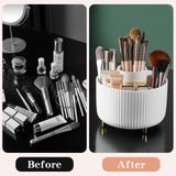 360° Rotate Makeup Brush Holder Organizer, Makeup Organizers Countertop, Makeup organization and Skincare Storage for Vanity, Desktop, Bathroom (White) fanado