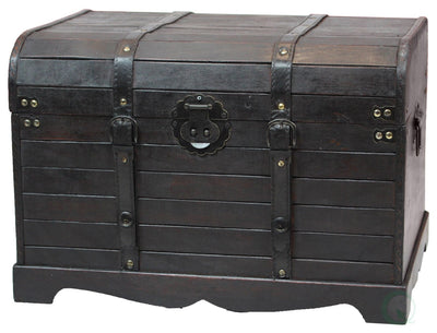 Vintiquewise Antique Style Black Wooden Steamer Trunk Coffee Table, Storage Chest with Lid, Hope Chest Storage, Blanket Trunk for Living Room or Bedroom