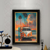Beaudio Landscape Series Diamond Painting Kits for Adults - Car with Surfboard on Beach at Sunset Glow - DIY Round Full Drill 5D Diamond Art for Home Wall Decor (11.8x15.7inch) Beaudio