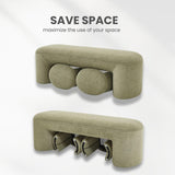 ChicAura 3-Piece Nesting Ottoman Bench Set，53" Long Upholstered End of Bed Bench with 2 15" Foot Stools Chenille Modern Arched Bench Comfy Entry Bench Vanity Stools for Living Room Bedroom, Green ChicAura