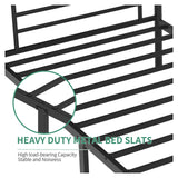 QUJEON Bunk Bed Twin for Kids,Bed Frames with Ladders and Guardrail,Sturdy Literas Heavy Duty Metal Slats,400 lbs Capacity,No Spring Box Required,Black QUJEON