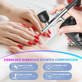 Airbrush Kit with Compressor - 48PSI High Pressure, Non-Clogging Air Brush Set, 6000 mAh Extra Long Standby, Ideal for Painting, Modeling, Cake Decorating, Pastry, Makeup and Nail Art INVIMENT