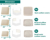 TECOSARA Outdoor Cushion Covers Replacement 14 Pcs Patio Cushion Covers fit for 7Pieces 6-Seater Wicker Rattan Sectional Couch Sofa Outdoor Cushion Slipcovers Set Seat and Back Cover Only, Beige TECOSARA