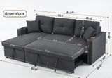 Generic Sleeper Sofa Bed Couch 3 Seater Modular Sectional Sofa Sleeper Pull Out Couch for Livnig Room Modern L Shaped Sleeper Sectional with Storage & Cup Holders, Dark Grey, F4777LIST WoodArtSupply