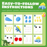 Air Dry Clay Kits: 9 DIY Creature Crafts for Kids 3+ | Child-Safe Modeling with Guides | Creative Gift for Birthdays & Holidays (Dinosaur Clay Kit) LITTCO