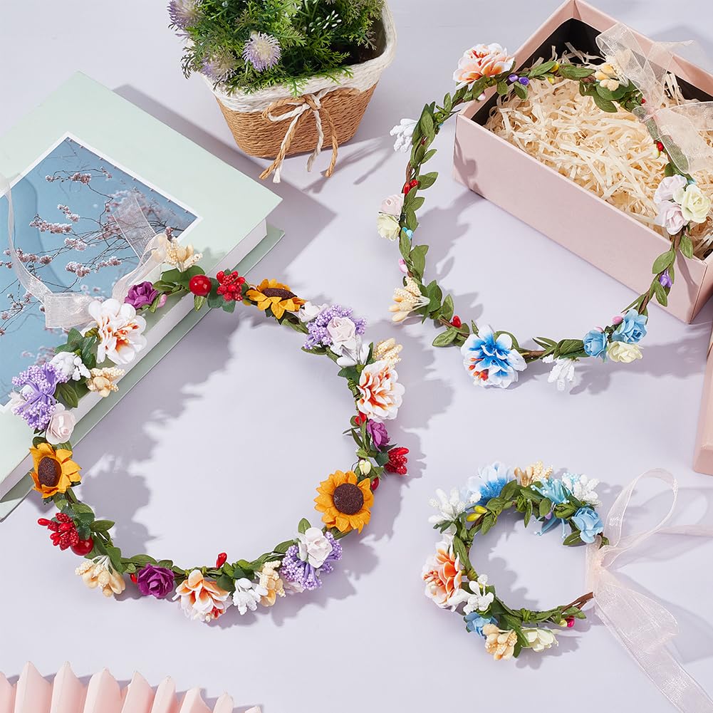 INFUNLY 261pcs/Set DIY Flower Crowns Making Kit Handmade Floral Crown Garland Kit Make Your Own Flower Wreath Bridal Shower Wreaths Gift for Women Wedding Home Decor INFUNLY
