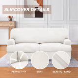 molasofa T Cushion Loveseat Slipcover with 2 Individual T Cushion Shape Seat Covers for Home Décor, 3 Pieces Stretchable, Washable, Non-Pilling, Non-Slip Loveseat Covers (Loveseat,White) molasofa
