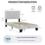 ZZBINUS Twin Size Bed Frame with Adjustable Tufted Headboard – Linen Upholstered Platform Bed, Sturdy Frame & Slats, No Box Spring Needed, Noise-Free, Easy Assembly (Gray, Twin) ZZBINUS