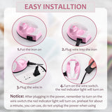 Honoson Mini Craft Iron Mini Heat Press Small Iron Portable Handy Tiny Flatiron with Charging Base Accessories for Fuse Beads Patch DIY Shoes T-Shirts Heat Transfer Vinyl Projects(Light Pink) Honoson