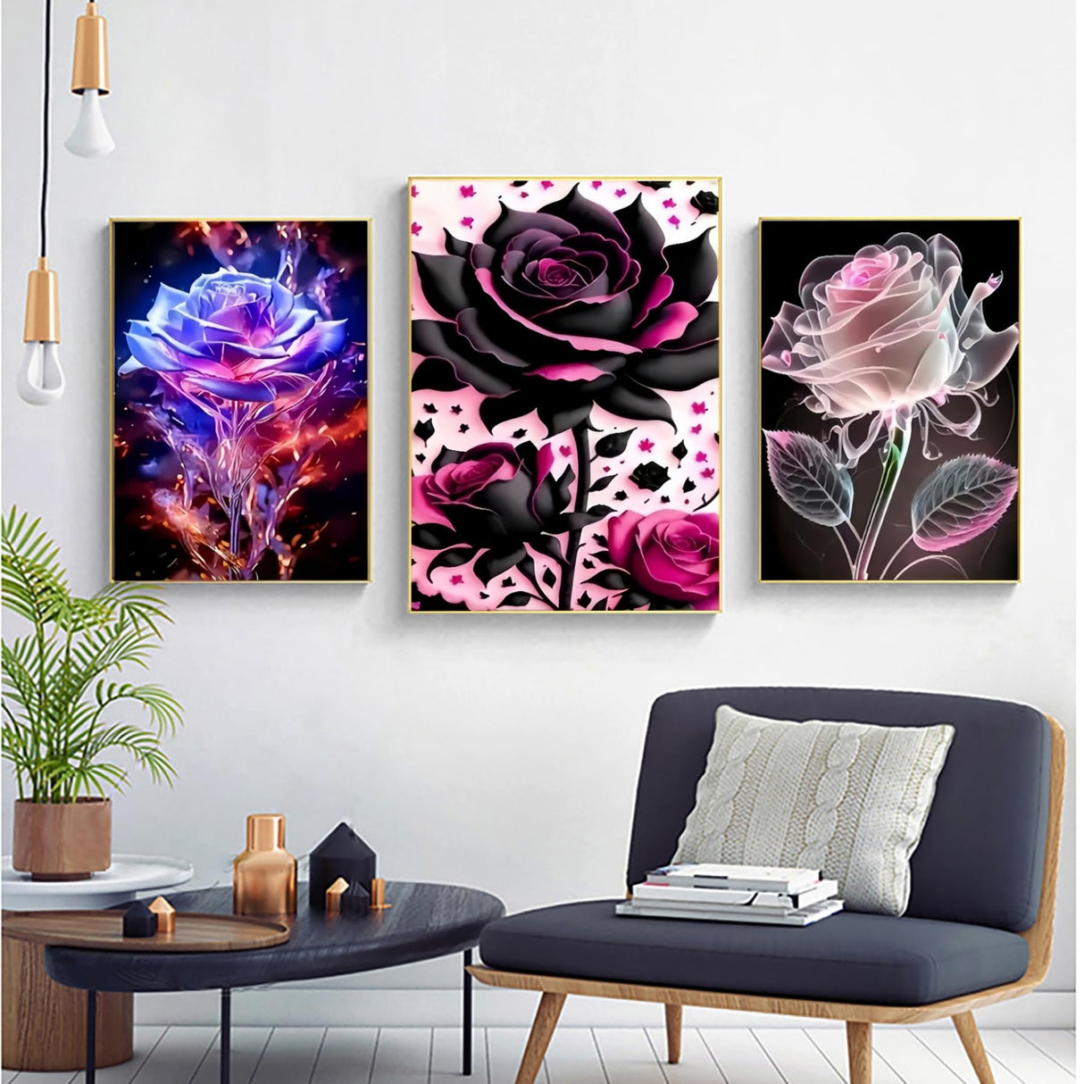 GXGLLPZBY 3 Pack Flower Diamond Art Kits for Adult Beginners,5D DIY Rose Floral Diamond Painting Kits for Adult,Full Drill Paint by Diamonds Dot Gem Art Painting Kits,for Home Decor 11.8X15.8inch GXGLLPZBY