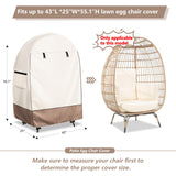 okcool Outdoor Egg Chair Cover,Waterproof Egg Chair Cover with Zipper for Wicker Patio Basket Chair(Beige & Brown,Fits 43" L *25" W*55.1" H Egg Chair) okcool