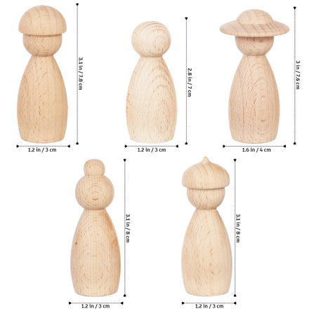 MAGICLULU 5pcs Blank Wooden Peg Dolls Unfinished Wood Dolls Unpainted Blank Puppet Dolls Wood Peg People Crafts for DIY Graffiti Painting Dollhouse Decor (3x8cm) MAGICLULU