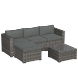 5 Pieces Outdoor Patio Furniture Set, Patio Sectional Furniture Set, All-Weather Wicker Rattan Patio Conversation Set with Washable Thick Cushions and Coffee Table, Outdoor Patio Sofa Couch Set, Grey May in Color