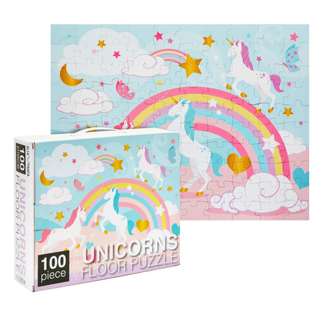 Blue Panda Giant Unicorn Floor Puzzle for Kids - 100 Pieces, 2.3 x 3 Feet, Large Rainbow Unicorn Jigsaw Puzzle for Girls and Boys BLUE PANDA