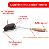 XUDAKAIXIN Grill Brush Bristle Free,Unique Steel Fibers Pad [Safe & Efficient] Perfect for Cast Iron/Stainless-Steel Grates - with 1 Replaceable Cleaning Head - Safe Grill Cleaner for Outdoor Grill XUDAKAIXIN