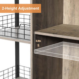 X-cosrack 3-Tier Adjustable Grey Coffee Bar Table with Fabric Drawer for Kitchen and Dining X-cosrack