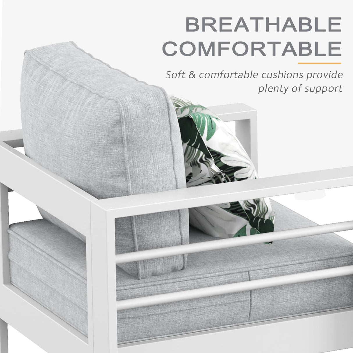 LayinSun Outdoor Aluminum Furniture Set, 5 Pieces Patio Sectional Conversation Chat Sofa Modern Seating Set with Coffee Table LayinSun