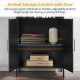 HUSHEDIFY Arched Bookcase Book Shelf with Doors, 5 Tier Tall Display Bookshelf Cabinet with Storage, Industrial Floor Standing Bookshelves Open bookcases for Home Office, Living Room(Black) HUSHEDIFY