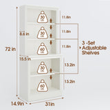 Bevfint 72" Tall Bookcase, White Large Floor Standing Bookshelf, 5 Tier Shelves Open Storage Organizer, Book Case for Living Room Hallway Kitchen Home Office Bedroom, White - 5 Tier Bevfint