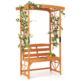 Giantex Garden Arbor with Bench - Wooden Garden Arch Trellis for Climbing Plants Vines, 2-Person Outdoor Bench, 48''W x 75''H Patio Archway for Lawn Wedding Party Ceremony Backyard Decor Giantex