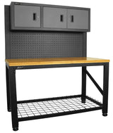 Homak 59-Inch Wood Top Workbench with 3 Door Cabinet, Steel, GS00659031 Homak