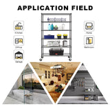 Storage shelves, 6-Tier Wire Shelving Unit NSF Certified Storage Rack 18"D x 48"W x 78"H 6000Lbs Capacity Adjustable Layer Heavy Duty Metal Rack Steel with Casters for Kitchen Garage Pantry Black Dopinmin