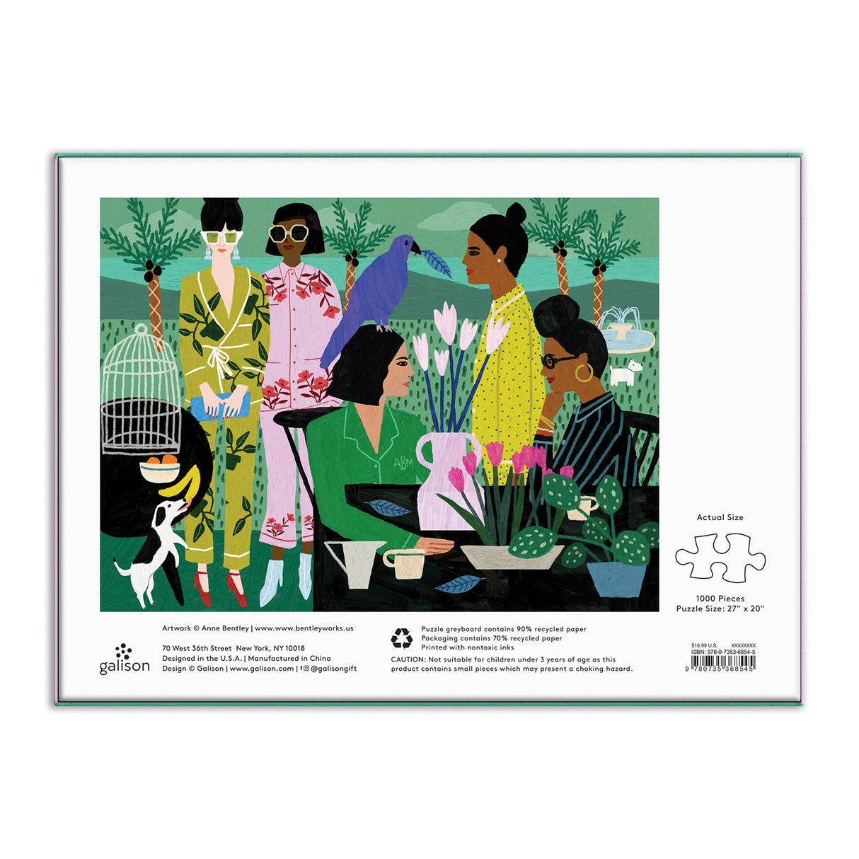 Galison Pajama Mamas Puzzle, 1000 Pieces, 27” x 20” – Difficult Jigsaw Puzzle with Stunning Artwork by Anne Bentley – Thick, Sturdy Pieces, Challenging Family Activity Galison