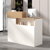 YTElantivo Reception Desk with LED Light and Locking Drawer – 47.2" Small Front Desk for Salon, Office, Retail, Lobby or Checkout Counter Use YTElantivo