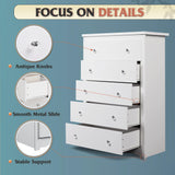 WLIVE White Wood Dresser with 5 Drawer, Cabinets Dressers Wood Dresser Cabinet, Organizer Drawers for Bedroom, Living, Hallway, Measuring 15.7" W*31.4" D*45.3" H WLIVE