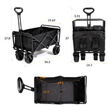 welsteepse Collapsible Foldable Wagon, Heavy Duty Folding Utility Garden Cart Wagon for Sports, Camping, Garden, and Shopping, Black welsteepse