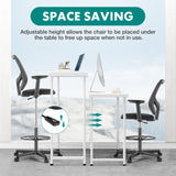 B0B744NKYL– Tall Drafting Chair - Tall Standing Office Desk Chair with Adjustable Foot Ring, Chair with Ergonomic Lumbar Support, Adjustable Height, Breathable Mesh Color: DarkBlack OLIXIS