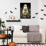 DOMROM Framed Paint by Numbers Kit for Adults Beginners with Wooden Easel, Halloween Ghost Paint by Number Kit on Canvas, DIY Oil Painting Kits for Home Wall Decor Gift 8x12in DOMROM