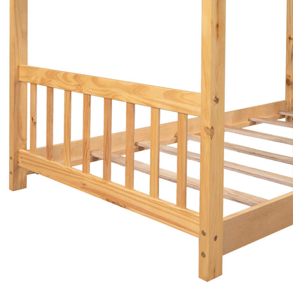 Whimsical Wooden House Twin Bed Frame for Kids by Harper & Bright Designs - WoodArtSupply